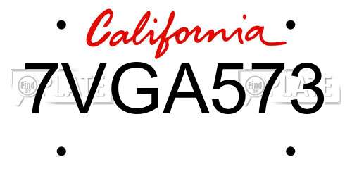 7VGA573 California License Plate