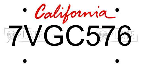 7VGC576 California License Plate