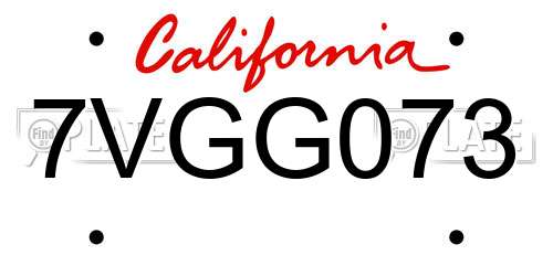 7VGG073 California License Plate