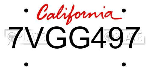 7VGG497 California License Plate