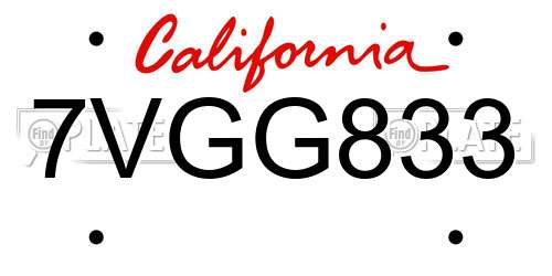 7VGG833 California License Plate