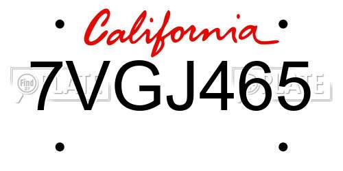 7VGJ465 California License Plate