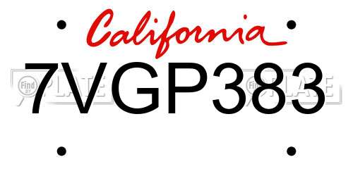 7VGP383 California License Plate