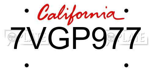 7VGP977 California License Plate