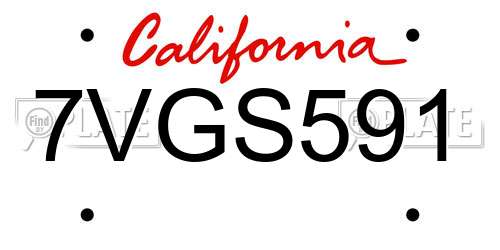 7VGS591 California License Plate
