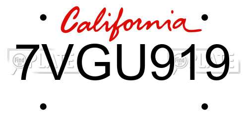 7VGU919 California License Plate