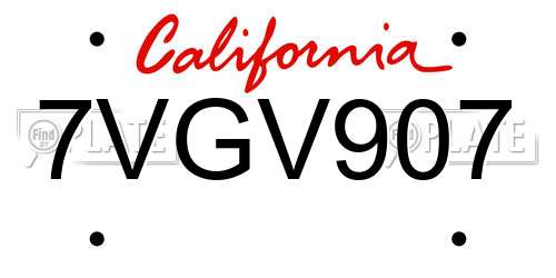 7VGV907 California License Plate