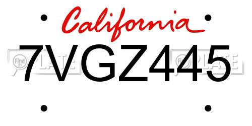 7VGZ445 California License Plate