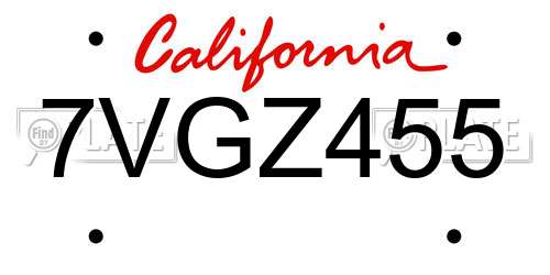 7VGZ455 California License Plate