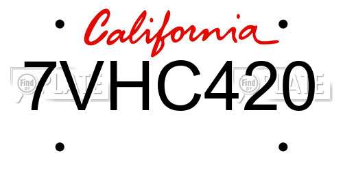 7VHC420 California License Plate