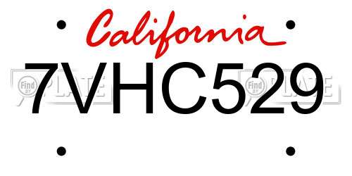 7VHC529 California License Plate