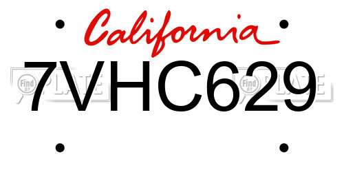 7VHC629 California License Plate
