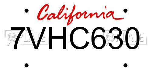 7VHC630 California License Plate