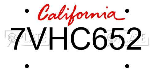 7VHC652 California License Plate