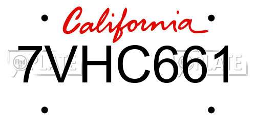 7VHC661 California License Plate