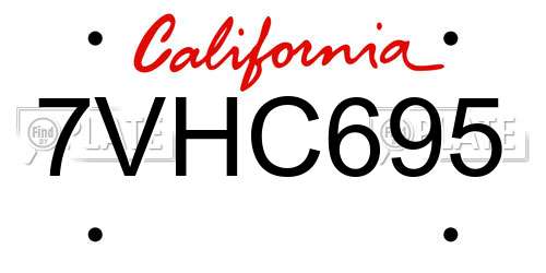 7VHC695 California License Plate