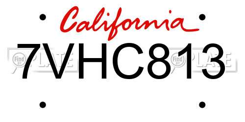 7VHC813 California License Plate