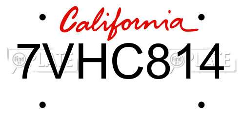 7VHC814 California License Plate