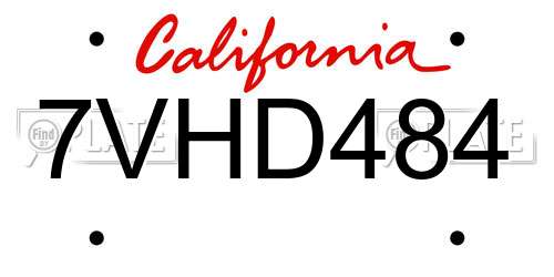 7VHD484 California License Plate