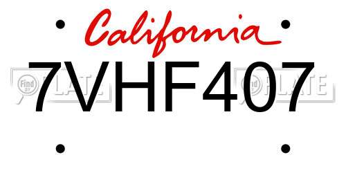 7VHF407 California License Plate