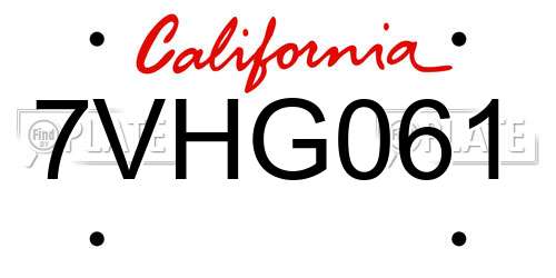 7VHG061 California License Plate