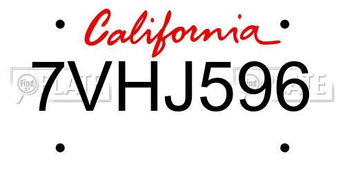 7VHJ596 California License Plate