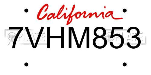 7VHM853 California License Plate