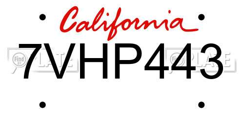 7VHP443 California License Plate