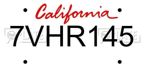 7VHR145 California License Plate