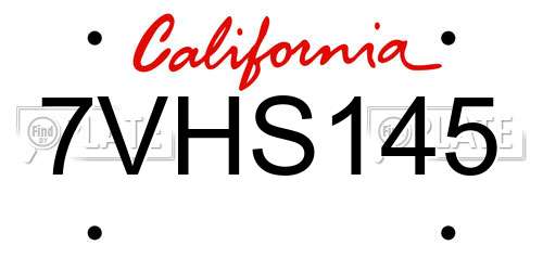 7VHS145 California License Plate
