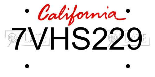 7VHS229 California License Plate
