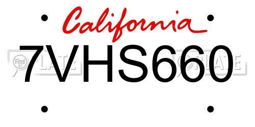 7VHS660 California License Plate