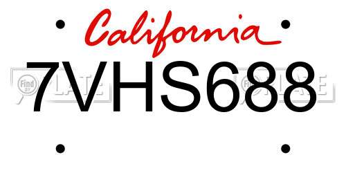 7VHS688 California License Plate