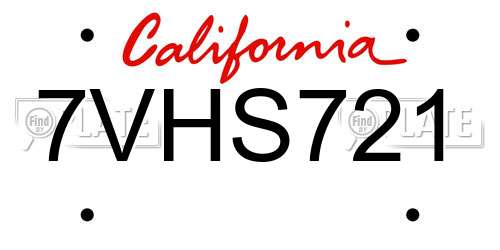 7VHS721 California License Plate