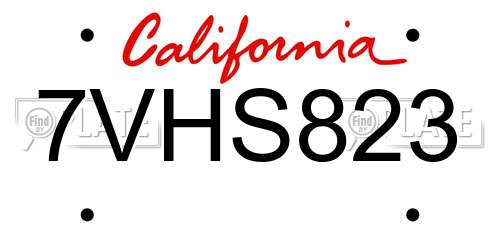 7VHS823 California License Plate