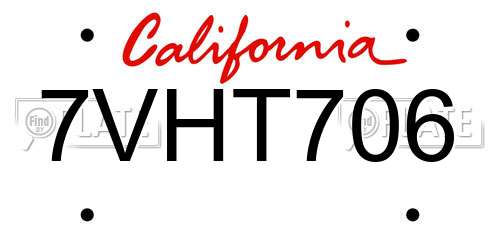 7VHT706 California License Plate