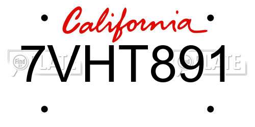 7VHT891 California License Plate