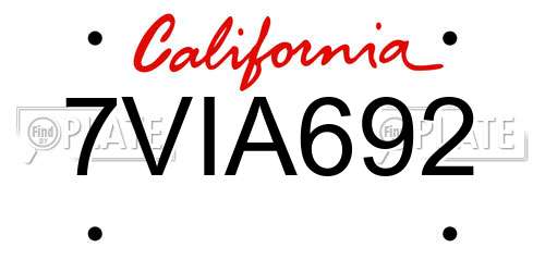 7VIA692 California License Plate