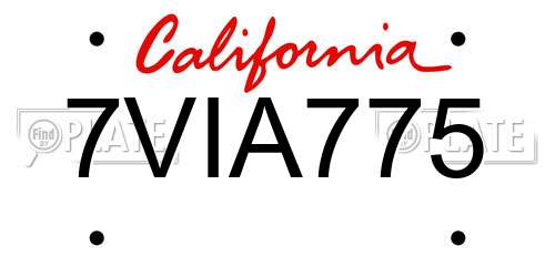 7VIA775 California License Plate
