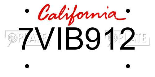 7VIB912 California License Plate
