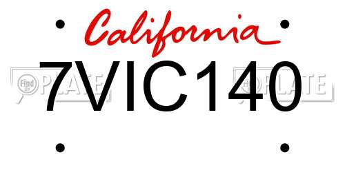 7VIC140 California License Plate