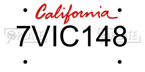 7VIC148 California License Plate