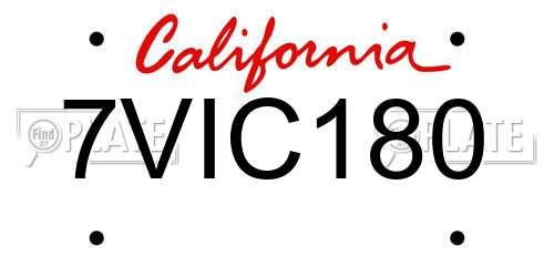 7VIC180 California License Plate