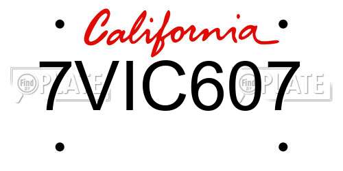 7VIC607 California License Plate