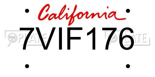 7VIF176 California License Plate
