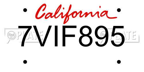 7VIF895 California License Plate