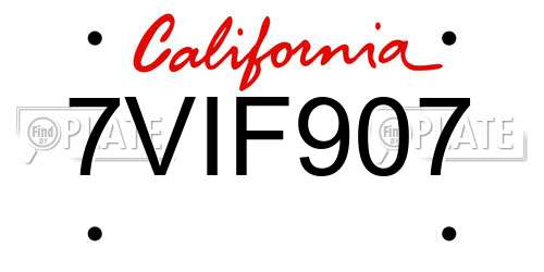 7VIF907 California License Plate