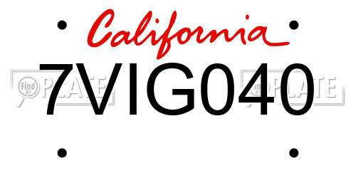 7VIG040 California License Plate