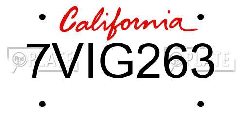 7VIG263 California License Plate