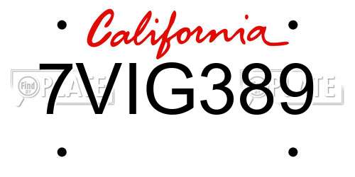 7VIG389 California License Plate